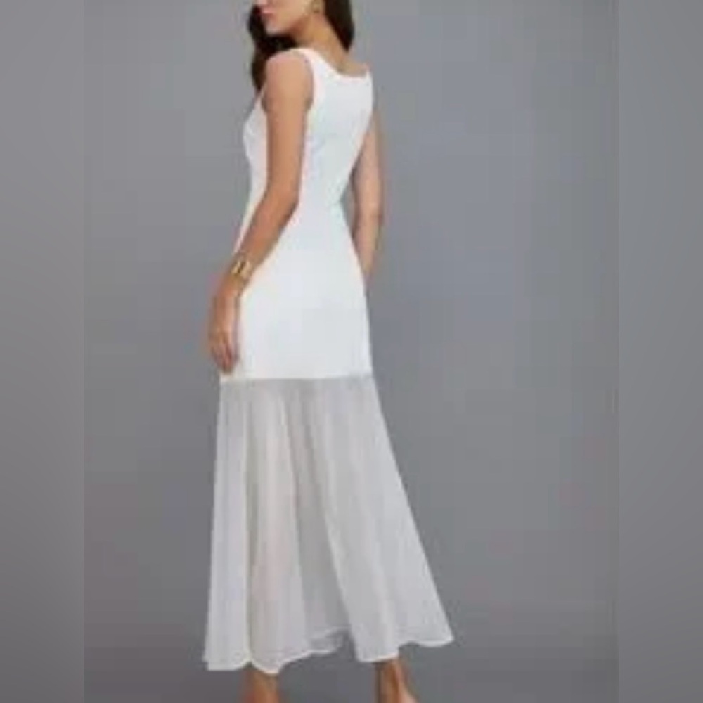 🆕 Commense  XS White Sheer Overlay Long Formal Dress. 663 - Picture 2 of 8